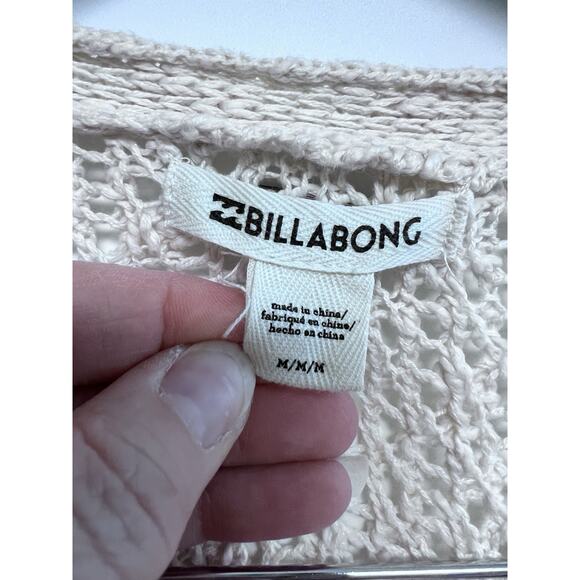 Billabong Bring It Cross Wrap Sweater Faux Wrap Open Knit Beige Women Medium - Picture 6 of 9